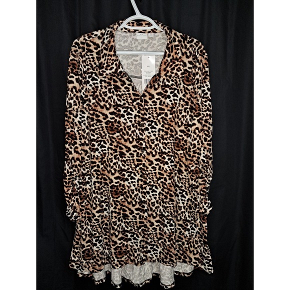 new directions Tops - New Directions Tunic Blouse,‎ Animal Print, 2XL, 3/4 scrunch sleeve,